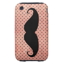 Moustache drôle sur l'arrière - plan rose mignon d étui iPhone 3 tough 