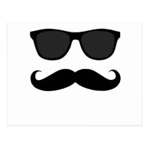 Moustache et cadeau noirs d'humeur de lunettes de  carte postale