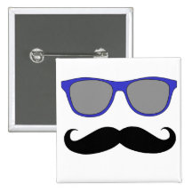 Moustache et humeur bleue de lunettes de soleil badges
