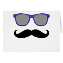 Moustache et humeur bleue de lunettes de soleil carte de vœux