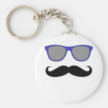 Moustache et humeur bleue de lunettes de soleil porte-clefs