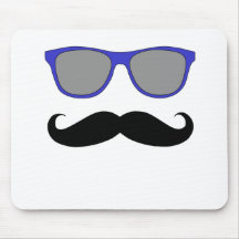Moustache et humeur bleue de lunettes de soleil tapis de souris