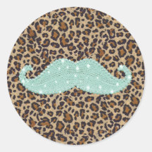 Moustache et poster de animal verts turquoises drô autocollants