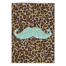 Moustache et poster de animal verts turquoises drô cartes