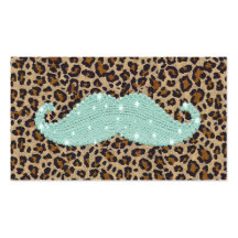 Moustache et poster de animal verts turquoises drô carte de visite