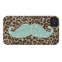 Moustache et poster de animal verts turquoises drô coque iPhone 4