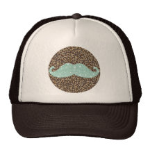 Moustache et poster de animal verts turquoises drô casquette