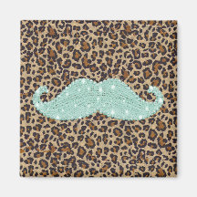 Moustache et poster de animal verts turquoises drô magnets pour réfrigérateur