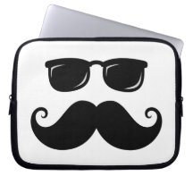 Moustache et visage drôles de lunettes de soleil housse pour  ordinateur portable