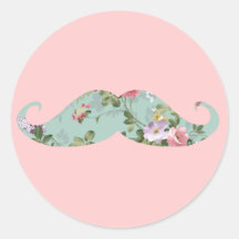 Moustache florale rose rouge vintage Girly drôle Autocollants