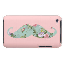 Moustache florale rose rouge vintage Girly drôle Coque Case-Mate iPod Touch