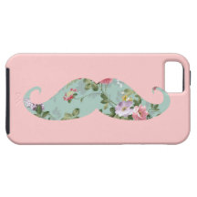 Moustache florale rose rouge vintage Girly drôle iPhone 5 Case