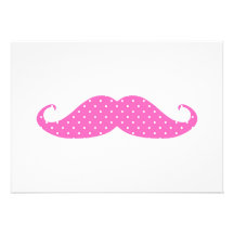 Moustache Girly de pois de roses indien drôles Invitations Personnalisées