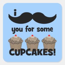 Moustache I vous pour quelques petits gâteaux Autocollants
