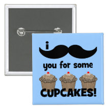 Moustache I vous pour quelques petits gâteaux Badges