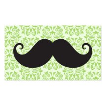 Moustache noire de guidon sur le motif vert de dam carte de visite