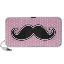 Moustache noire de guidon sur le pois rose girly haut-parleurs