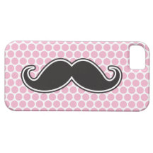 Moustache noire drôle de guidon sur le pois rose étui iPhone 5