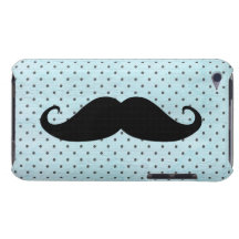 Moustache noire drôle sur le pois bleu turquoise étuis barely there iPod