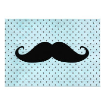 Moustache noire drôle sur le pois bleu turquoise carton d'invitation
