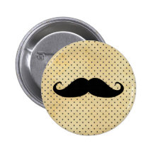 Moustache noire drôle sur le pois jaune vintage pin's