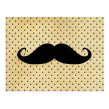 Moustache noire drôle sur le pois jaune vintage carte postale