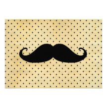 Moustache noire drôle sur le pois jaune vintage cartons d'invitation