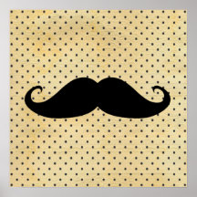Moustache noire drôle sur le pois jaune vintage poster