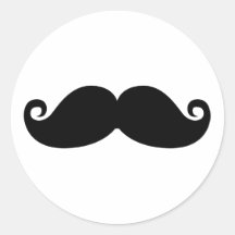 Moustache noire vintage drôle adhésifs ronds