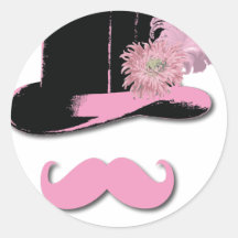 Moustache rose, chapeau supérieur, plumes, et fleu adhésif rond