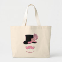 Moustache rose, chapeau supérieur, plumes, et fleu sac fourre-tout