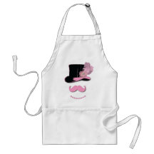 Moustache rose, chapeau supérieur, plumes, et fleu tabliers