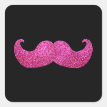 Moustache rose de Bling (graphique de scintillemen Stickers Carrés