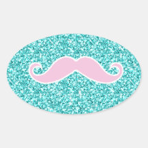MOUSTACHE ROSE D'IRLY SUR L'EFFET TURQUOISE DE SCI STICKERS OVALES