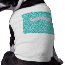 MOUSTACHE ROSE D'IRLY SUR L'EFFET TURQUOISE DE SCI TEE-SHIRTS POUR CHIEN