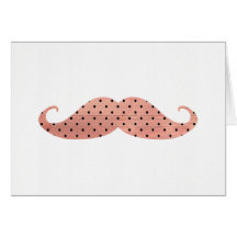 Moustache rose drôle de pois carte de vœux