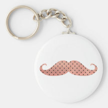 Moustache rose drôle de pois porte-clé