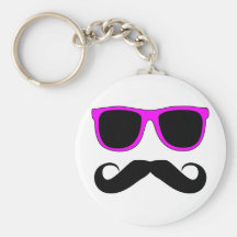 Moustache rose en verre rétro porte-clé