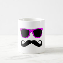 Moustache rose en verre rétro tasse