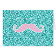 MOUSTACHE ROSE GIRLY SUR L'EFFET TURQUOISE DE SCIN CARTES DE VŒUX