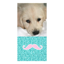 MOUSTACHE ROSE GIRLY SUR L'EFFET TURQUOISE DE SCIN PHOTOCARTE
