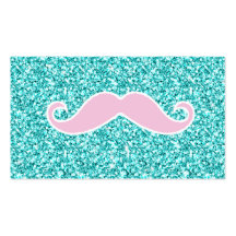 MOUSTACHE ROSE GIRLY SUR L'EFFET TURQUOISE DE SCIN MODÈLE DE CARTE DE VISITE