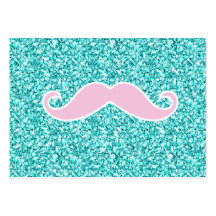 MOUSTACHE ROSE GIRLY SUR L'EFFET TURQUOISE DE SCIN CARTE DE VISITE