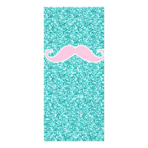 MOUSTACHE ROSE GIRLY SUR L'EFFET TURQUOISE DE SCIN DOUBLES CARTES