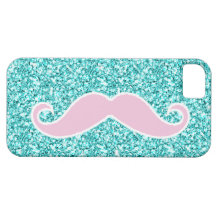 MOUSTACHE ROSE GIRLY SUR L'EFFET TURQUOISE DE SCIN COQUE iPhone 5 Case-Mate