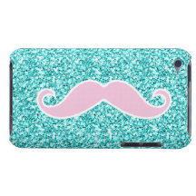 MOUSTACHE ROSE GIRLY SUR L'EFFET TURQUOISE DE SCIN COQUES iPod Case-Mate