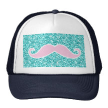 MOUSTACHE ROSE GIRLY SUR L'EFFET TURQUOISE DE SCIN CASQUETTE DE CAMIONNEUR