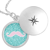 MOUSTACHE ROSE GIRLY SUR L'EFFET TURQUOISE DE SCIN COLLIERS PERSONNALISÉS