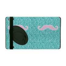MOUSTACHE ROSE GIRLY SUR L'EFFET TURQUOISE DE SCIN COQUE iPad