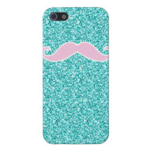 MOUSTACHE ROSE GIRLY SUR L'EFFET TURQUOISE DE SCIN COQUE iPhone 5